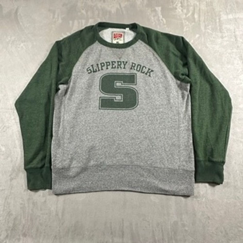 Vintage Y2K League Sweatshirt Mens Slippery Rock Raglan Triblend XL Gray Green